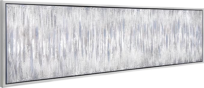 Empire Art Direct Abstract Wall Art Textured Hand Painted Canvas by Martin Edwards, Champagne Silver Frame, 20" x 72", Gray Field