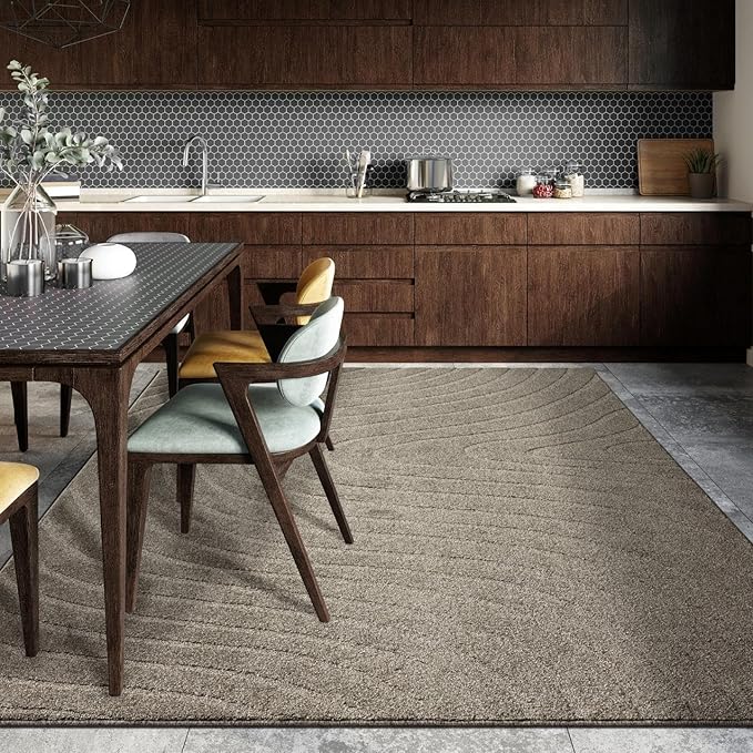 LUXE WEAVERS Modern Geometric Wave Taupe 5x7 Area Rug