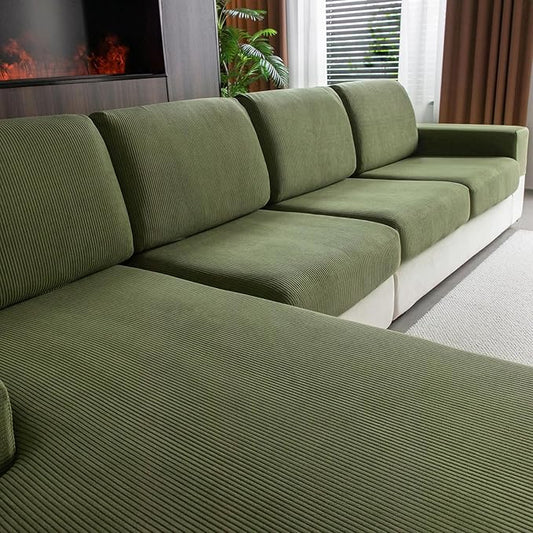 Sectional Couch Covers, Wear Resistant Stretch Sofa Covers Washable Soft Couch Cushion Covers Anti Slip Furniture Protector Sofa Slipcovers for Pets(3 Pieces 2 Seaters+1 Chaise, Green)
