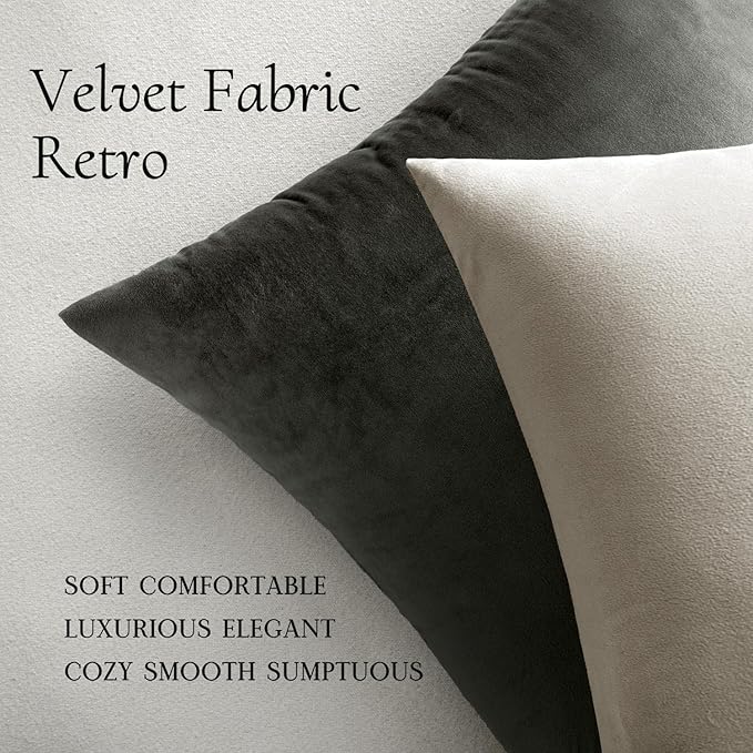 MIULEE Pack of 2 Velvet Soft Solid Decorative Square Throw Pillow Covers Set Christmas Cushion Cases Pillowcases for Spring Couch Sofa Bedroom Car 18x18 inch 45x45cm