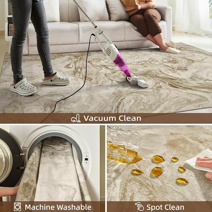 8x10 Area Rugs for Living Room, Modern Abstract Rug for Bedroom, Contemporary Machine Washable Rug, Large Stain Resistant Carpet for Dining Room Playroom Home Office, Pet & Kids Friendly