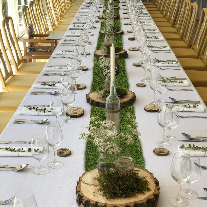 2 Pcs Fake Moss Table Runner Rolls for Decoration 4" x 47" Artificial Moss for Plants Indoor Green Faux Grass for Planters Crafts DIY Table Centerpieces Fairy Garden Floral Wedding 10 x 120cm
