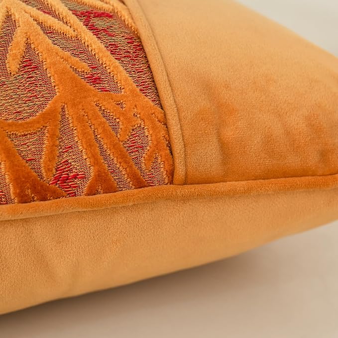 Yangest Orange Yellow Twigs Throw Pillow Cover Velvet Branches Velvet Cushion Case Neutral Pillowcase for Sofa Couch Bedroom Living Room Home Decor,18x18 Inch