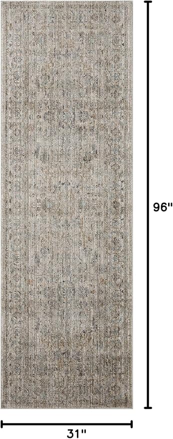 Loloi Jean Stoffer Katherine Collection KES-03 Beige/Mist 2'-7'' x 8'-0'', .25" Pile Height, Runner Rug