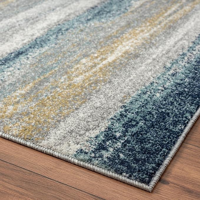 LUXE WEAVERS Rug Modern Area Rug Stain Resistant, Yellow and Blue/Size 6x9