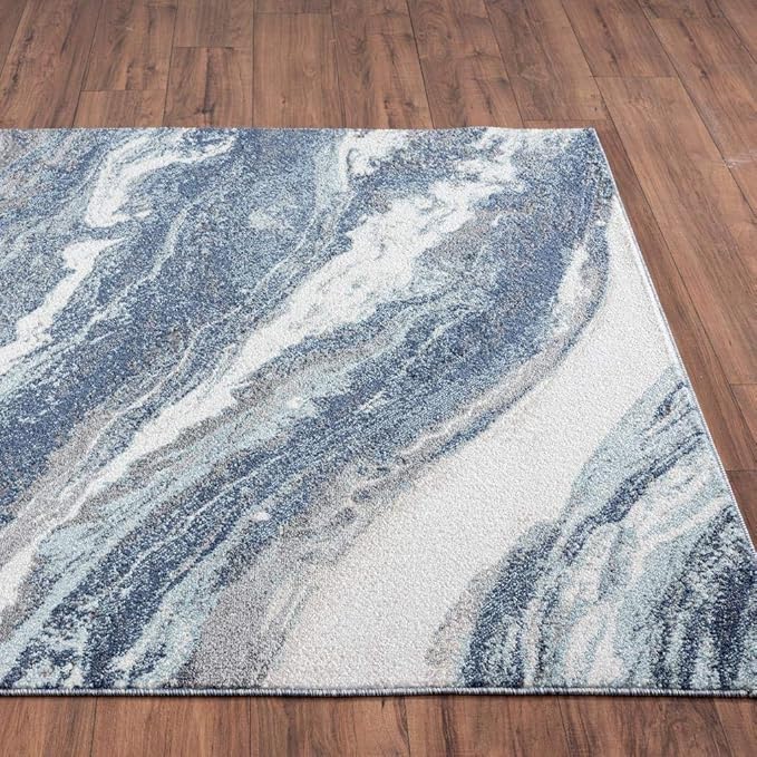 LUXE WEAVERS Lagos Collection 7983 Blue 5x7 Art Deco Area Rug