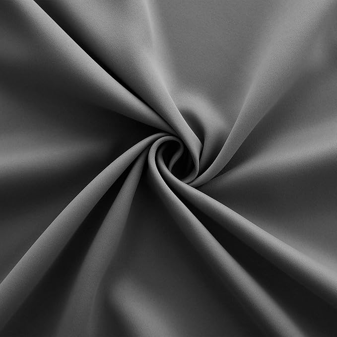 KOUFALL Dark Grey Blackout Room Darkening Curtains 60x63 Inch Length for Bedroom