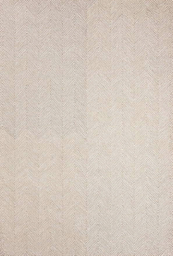 Modern Herringbone Chevron Collection Handcrafted Wool Area Rug - Durable, Zigzag Pattern, for High Traffic, Contemporary Design for Living Room, Bedroom, Dining Room Decor (Sand Beige, 7' x 7' sq)