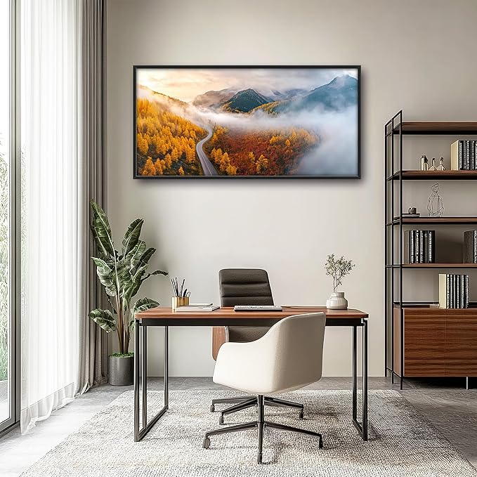 Mountain Large Wall Art Framed Wall Decor for Living Room, Mountains Forest Pictures Oversized Canvas Print Painting Modern Extra Large Framed Artwork for Bedroom Office Home Decor 60"x30"