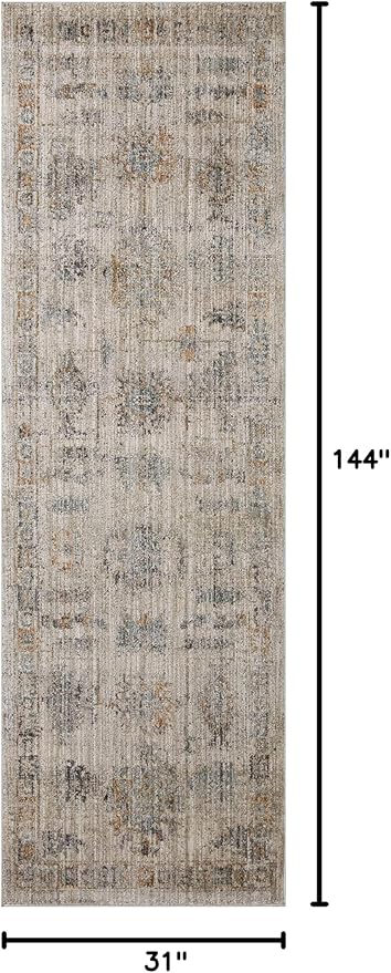 Loloi Jean Stoffer Katherine Collection KES-04 Pebble/Ocean 2'-7'' x 12'-0'', .25" Pile Height, Runner Rug