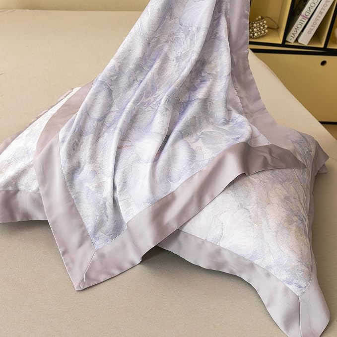 ECOCOTT Bedding 3-Piece Duvet Cover Queen Size, Silky Soft 100% Lyocell, Hypoallergenic & Eco-Friendly, Elegant Bloom (Soft Purple) Floral Pattern, Cooling & Breathable for Hot Sleepers