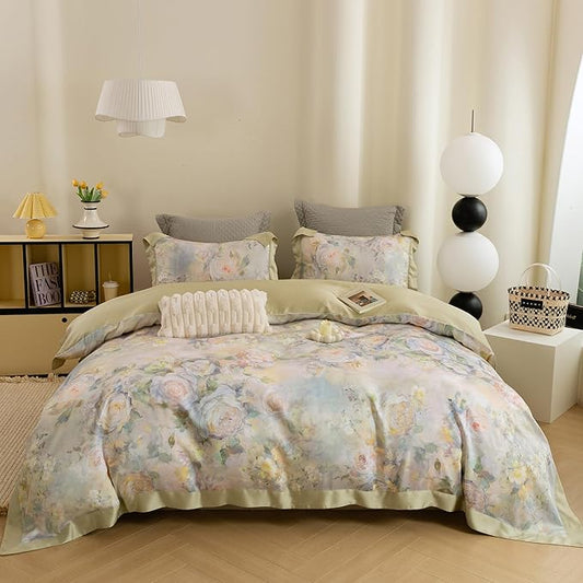 ECOCOTT Bedding 3-Piece Duvet Cover Queen Size – Silky Soft 100% Lyocell, Cooling & Breathable for Hot Sleepers, Painter Palette Floral, Moisture-Wicking Luxury
