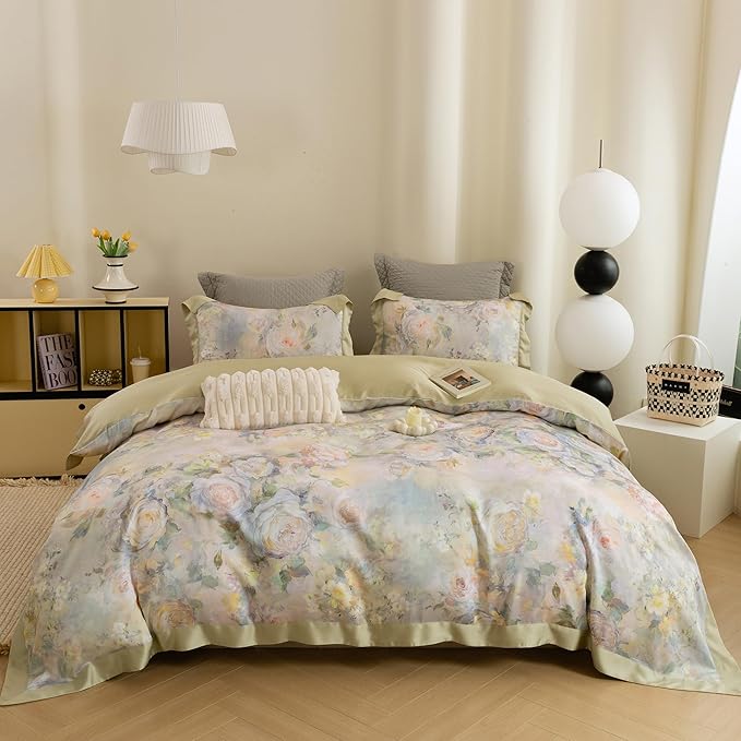 ECOCOTT Bedding 3-Piece Duvet Cover King Size – Silky Soft 100% Lyocell, Cooling & Breathable for Hot Sleepers, Painter Palette Floral, Moisture-Wicking Luxury