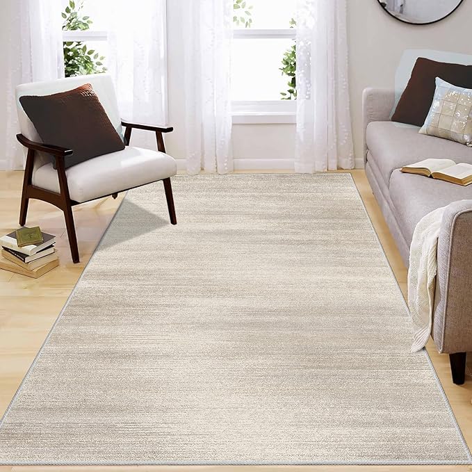 Enkor Area Rugs 4x6 Washable Non Slip Abstract Soft Rugs for Living Room Bedroom, Modern Mat for Kitchen Entryway Beige & Grey
