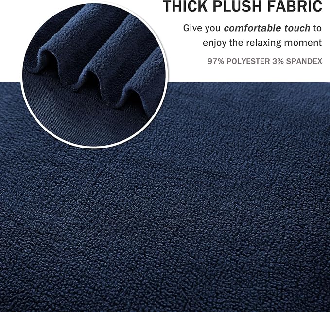 NICEEC Armchair Cover Thick Plush 1-Piece Warm Navy Blue Armchair Slipcover Stretch Fluffy Couch Covers for Living Room Easy Fit Washable Soft Furniture Sofa Protector with Skirt
