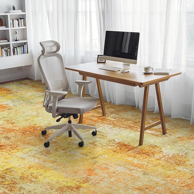 Washable Area Rug for Living Room 6x9 - Neutral Modern Abstract Rugs, Soft Non Slip Carpet with for Bedroom, Under Dining Room Table, Home, Office, Dorm - Yellow Brick