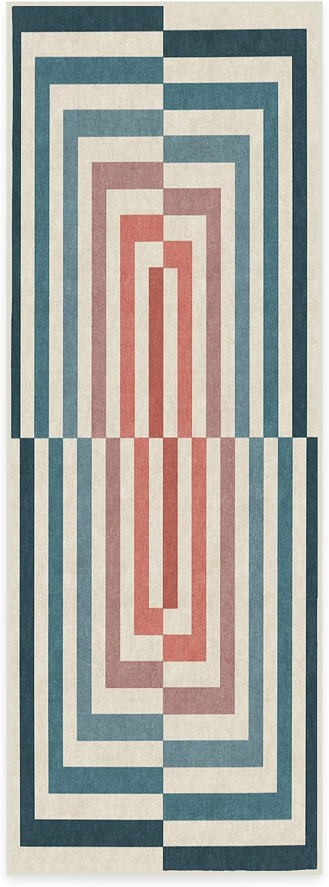 RUGGABLE x Jonathan Adler Machine Washable Modern Runner Rug – Op Art Teal 2.5x7, Stain-Resistant, Non-Slip – Washable Rug for Hallway, Entryway, Living Room & Kitchen–with Standard Pad