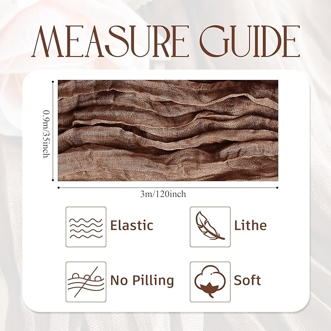 Wokceer Cheesecloth Table Runner Thanksgiving 2Pack 10FT Brown Boho Gauze Fall Cheese Cloth Table Runner for Party Long Rustic Sheer Table Runners for Baby Bridal Shower Wedding Easter Table Decor