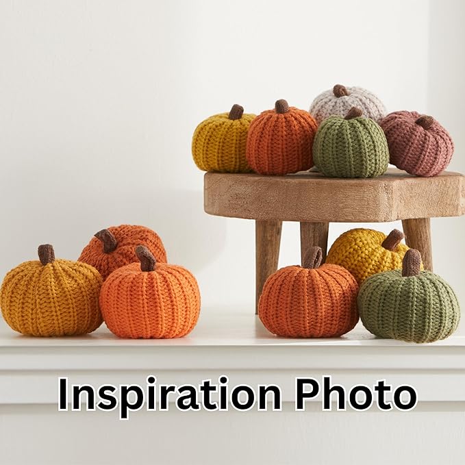 Mini knit pumpkins set of 12 warm pumpkin colors for bowl fillers, shelf décor accent, table setting for autumn entertaining, hostess gift everyday, fall wedding centerpiece (Mini Assorted Set 12)