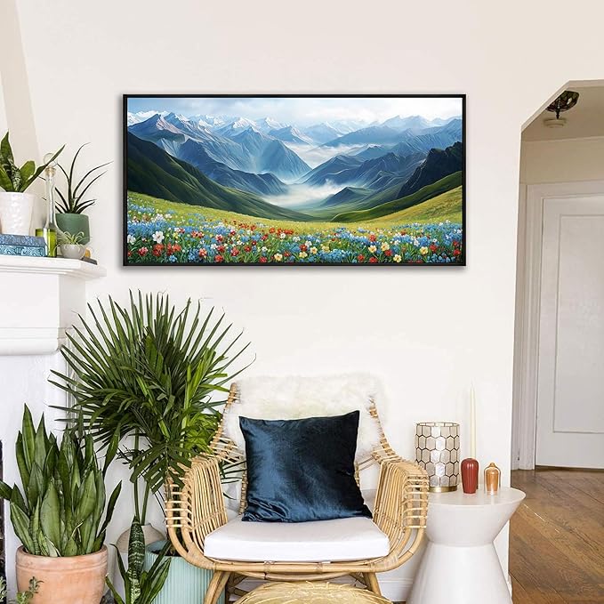 KLAKLA Blue and Gold Tree Wall Art - Birch Tree Forest Painting Pictures Framed Artwork for Living Room Bedroom Office Canvas Print Art Gorgeous Landscape Wall Art Home Decoration - 40x20 Inches
