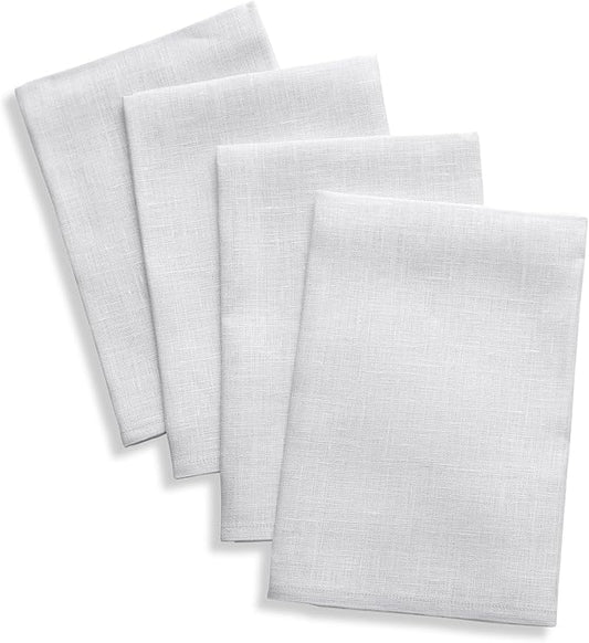 Solino Home Linen Napkins Set of 4-100% Pure Linen Silver Cloud Dinner Napkins Cloth 20 x 20 Inch - Fete, Handcrafted and Machine Washable