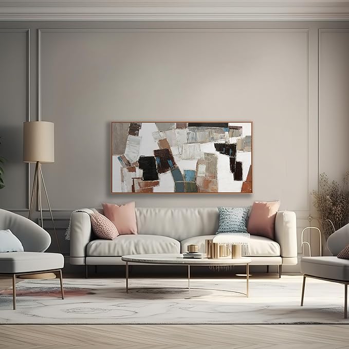 Canvas Wall Art Abstract Wall Decor Painting Minimalist Geometric Line Artwork With Framed For Bedroom Living Room Dining Room Home Office Abstract Modern Minimalism Wall Art 20"x40"