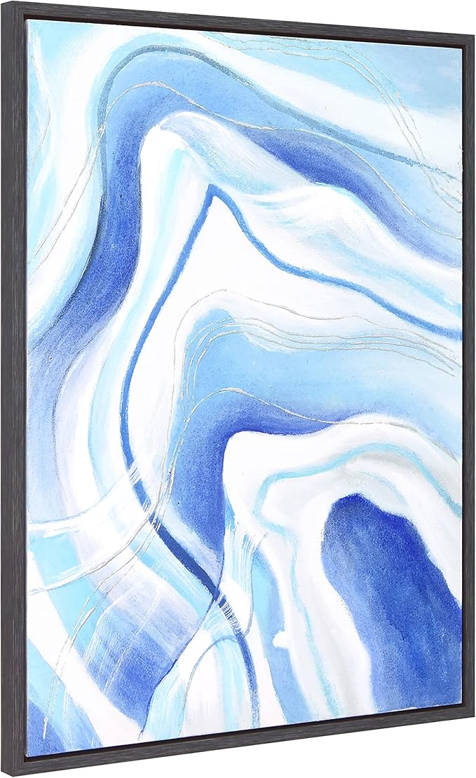 Empire Art Direct Abstract Wall Art Textured Hand Painted Canvas by Martin Edwards, Matte Black Frame, 40" x 30", Sky Elixer