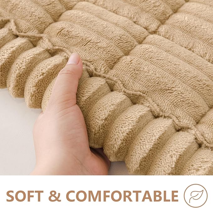 Smiry Couch Cover for Dogs Washable, Non Slip Fuzzy Pet Couch Covers for 3 Cushion Sofa Pet Friendly, Thick Soft Sofa Slipcovers Cushion Protector (Camel, 27.6" x 88")