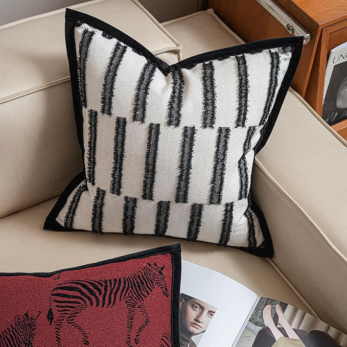 New 20x20'' inches Throw Pillow Cushion Covers - White Plain Color Cocostyle Chenille Jacquard Embroidery Vogue Luxury Modern Style Couch Sofa Bed Pillow Cover for Living Room Bedroom