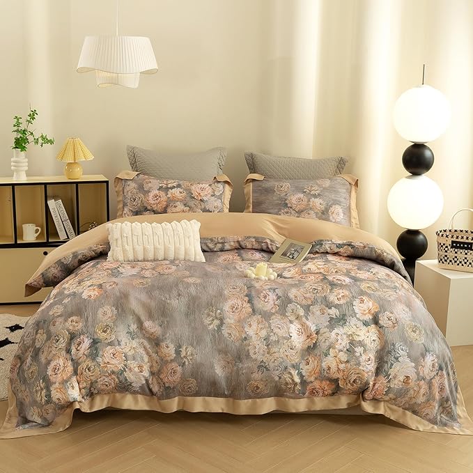 ECOCOTT Bedding 3-Piece Duvet Cover King Size – Silky Soft 100% Lyocell, Cooling & Breathable for Hot Sleepers, Ultra-Smooth with Modern Feathered Pattern, Moisture-Wicking