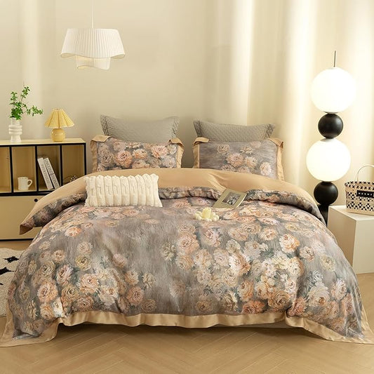 ECOCOTT Bedding 3-Piece Duvet Cover King Size – Silky Soft 100% Lyocell, Cooling & Breathable for Hot Sleepers, Ultra-Smooth with Modern Feathered Pattern, Moisture-Wicking