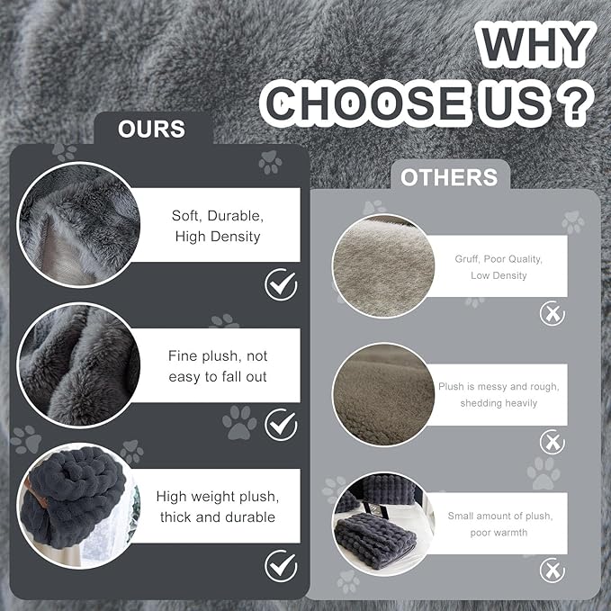 HANDONTIME Faux Fur Plush Sofa Covers for Couch Washable Rabbit Plush Couch Cover Cozy Faux Fur Sectional Covers for Dogs Fluffy Plush L Shaped Sofa Cover Pet Couch Protector, Dark Grey, 71" X134"