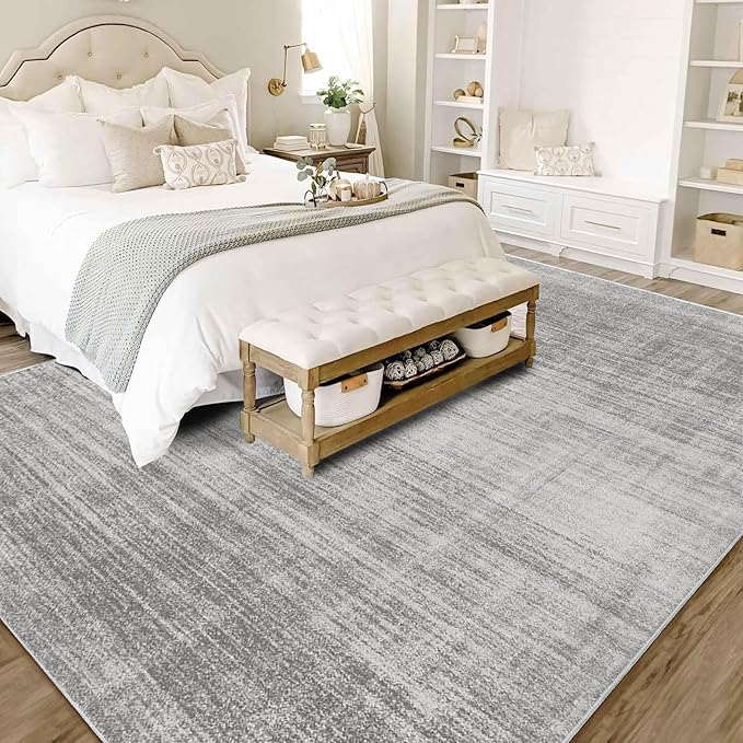 Enkor Area Rugs 8x10 Washable Non Slip Abstract Soft Rugs for Living Room Bedroom, Modern Mat for Kitchen Entryway Light Grey