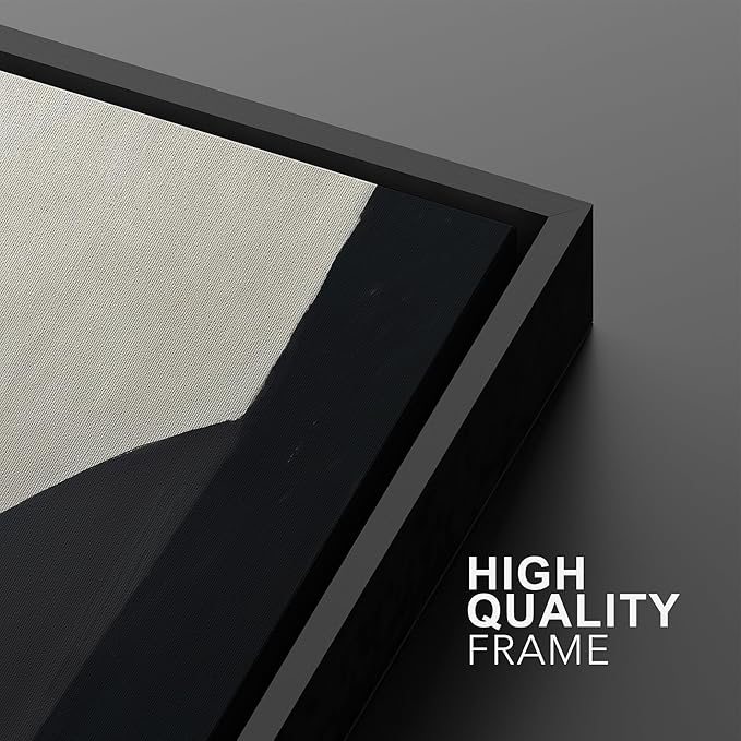 SIGNWIN Framed Canvas Print Wall Art Set Black and Beige Abstract Geometric Modern Bold Minimalist Illustrations Minimal Decorative Zen Bohemian for Living Room, Bedroom, Office - 24"x36"x2 Black