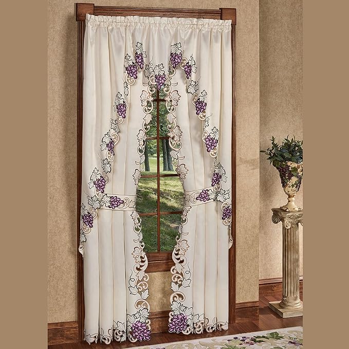 Touch of Class Cabernet Tailored Curtain Pair Light Cream Light Cream Curtains Tlrd 84 x 84 Inches