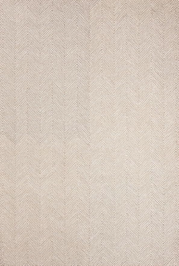 Modern Herringbone Chevron Collection Handcrafted Wool Area Rug - Durable, Zigzag Pattern, for High Traffic, Contemporary Design for Living Room, Bedroom, Dining Room Decor (Sand Beige, 2.6' x 8')