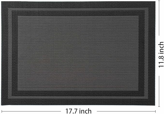 AHHFSMEI Placemats for Dining Table Set of 6 Woven Vinyl Plastic Place Mats Non-Slip Heat Insulation Stain Resistant Table Mats Washable Easy Clean Placemats (Black Frame)