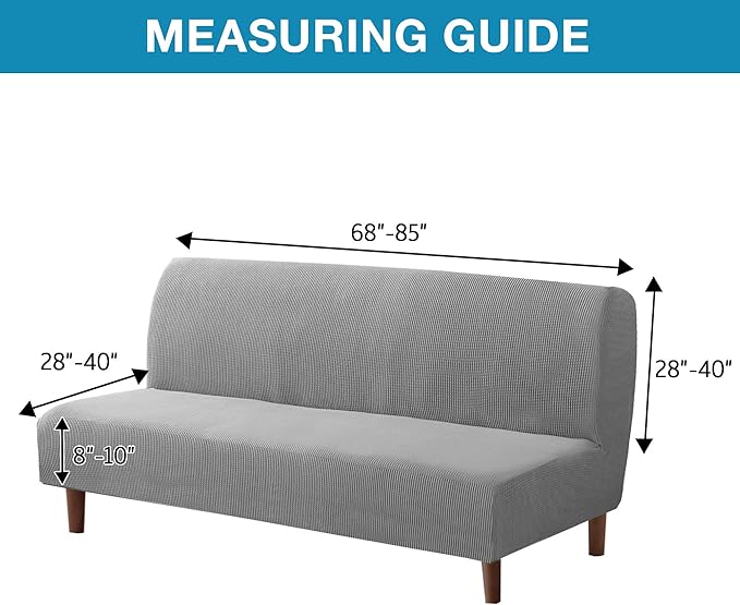 Flamingo P Stretch Armless Futon Covers - Full Queen Futon Couch Covers Slipcover - Soft Thick Jacquard Washable, Dove