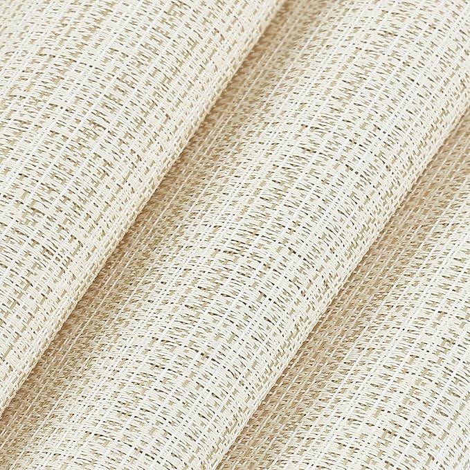 AHHFSMEI Placemats for Dining Table Set of 8 Woven Vinyl Plastic Place Mats Non-Slip Heat Insulation Stain Resistant Table Mats Washable Easy Clean Placemats (Multi Beige,8)
