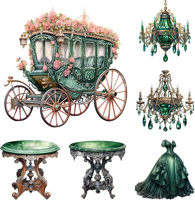 XERE 102 Pcs Green Victorian Era Scrapbook Stickers Set, Aesthetic Sticker for Scrapbooking and Journaling, Junk Journal Supplies, Bullet Journals Materials, Planner Arts Craft Collage Supplies