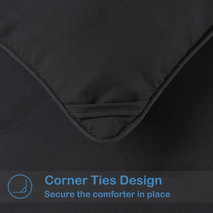 MAPLE DOWN Soft Twin Size Comforter Duvet Insert-Down Alternative Comforter with Corner Tabs-Lightweight Fluffy Breathable Machine Washable (Black,68“x90”)