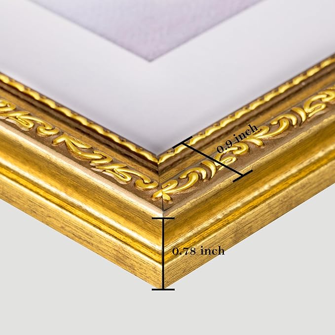 eletecpro 4x4 Picture Frames Set of 2, Ornate Vintage Photo Frame with Glass, Rustic Gold Frames Display 4 x 4 Photo for Tabletop, Gold