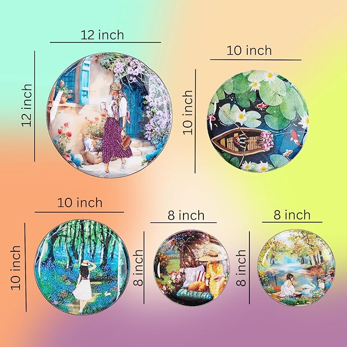 RITUALISTIC Slice of Life Iron Wall Art Plates – Set of 5 Decorative Plates | Contemporary Metal Wall Decor | Modern Wall Hanging for Living Room, Bedroom & Home Interiors | Christmas gifts