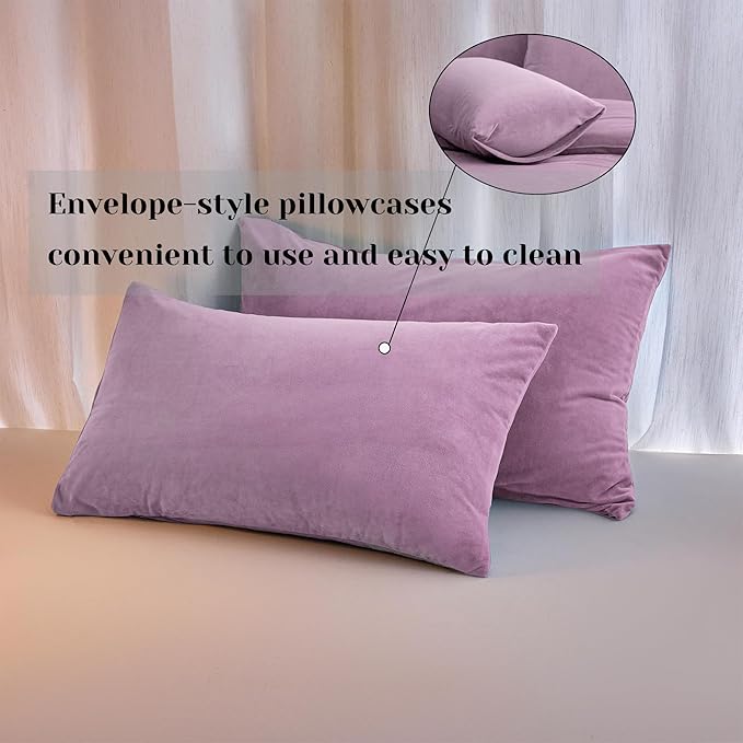Velvet Comforter Set Twin Size, Light Purple Fluffy Velvet 3 Piece, Soft Breathable Luxury Winter Warm Bedding Sets, with 1 Cozy Comforter, 2 Pillow Shams (Lavendar)