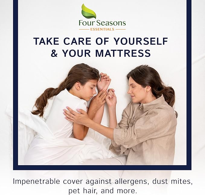 Zippered Waterproof Mattress Encasements - Hypoallergenic Mattress Protector Cover with Soft Cotton Terry Fabric Top - Queen Size 60' x 80'