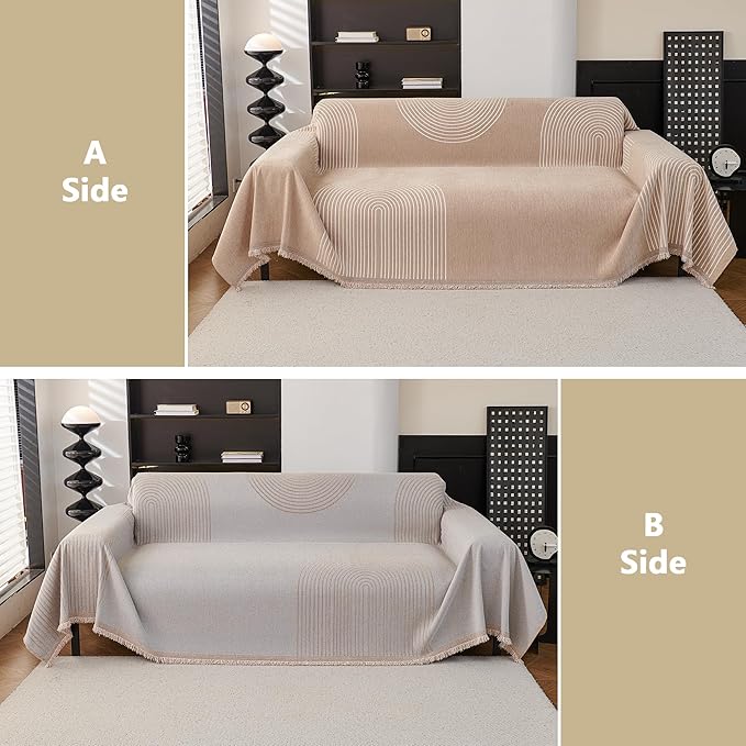 MEETSKY Couch Cover Sofa Cover Washable,Chenille Sofa Covers for 2 Cushion Couch Sofa, Sofa Slipcover Loveseat Pet Couch Covers for Sectional Sofa, 71" X118"