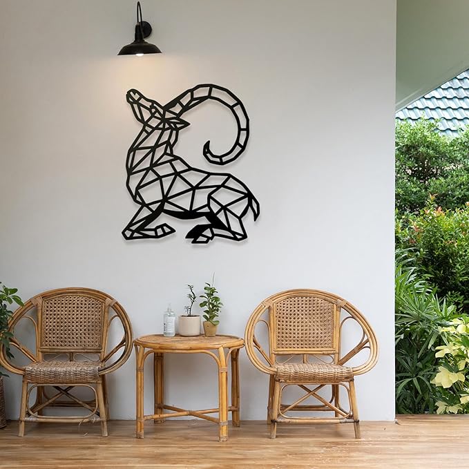 Geometric Animal Metal Wall Art – Modern Polygon Style Metal Wall Decor for Home, Living Room, or Office, Minimalist Wildlife Wall Sculpture, Black Steel Design (Style-6)