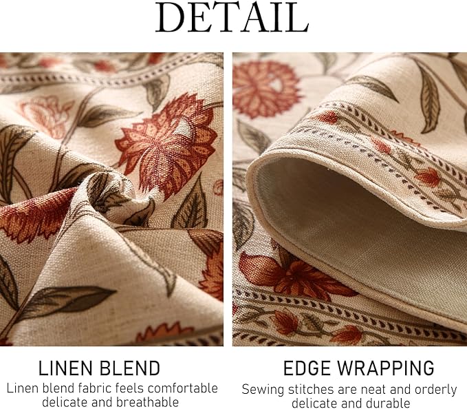 ISAENNE Designer Elegant Linen Table Runner 118 Inches Extra Long,Vintage Orange Floral Pattern Table Runners for Dining Tables,Kitchen Decor,Thanksgiving,Christmas,Banquet,12"*118"-Alvarado A
