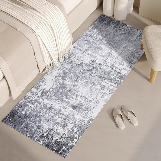 Modern Abstract Runner Rug 2x7 Washable Non Slip Stain Resistant Rug for Bedroom Living Room Non Shedding Low Pile Indoor Floor Cover,Light Grey