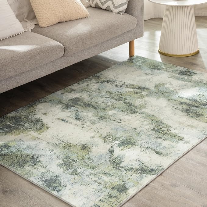 UMINEUX Entryway Rug 3'x5' Washable Area Rug, Modern Abstract Low Pile Rugs with Anti-Slip Rubber Backing, Ultra Thin Indoor Doormat Floor Carpet for Living Room Kitchen Bedroom Bathroom